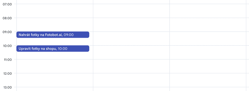 Kalendář ukazující, že Fotobot.ai generuje fotografie během několika minut